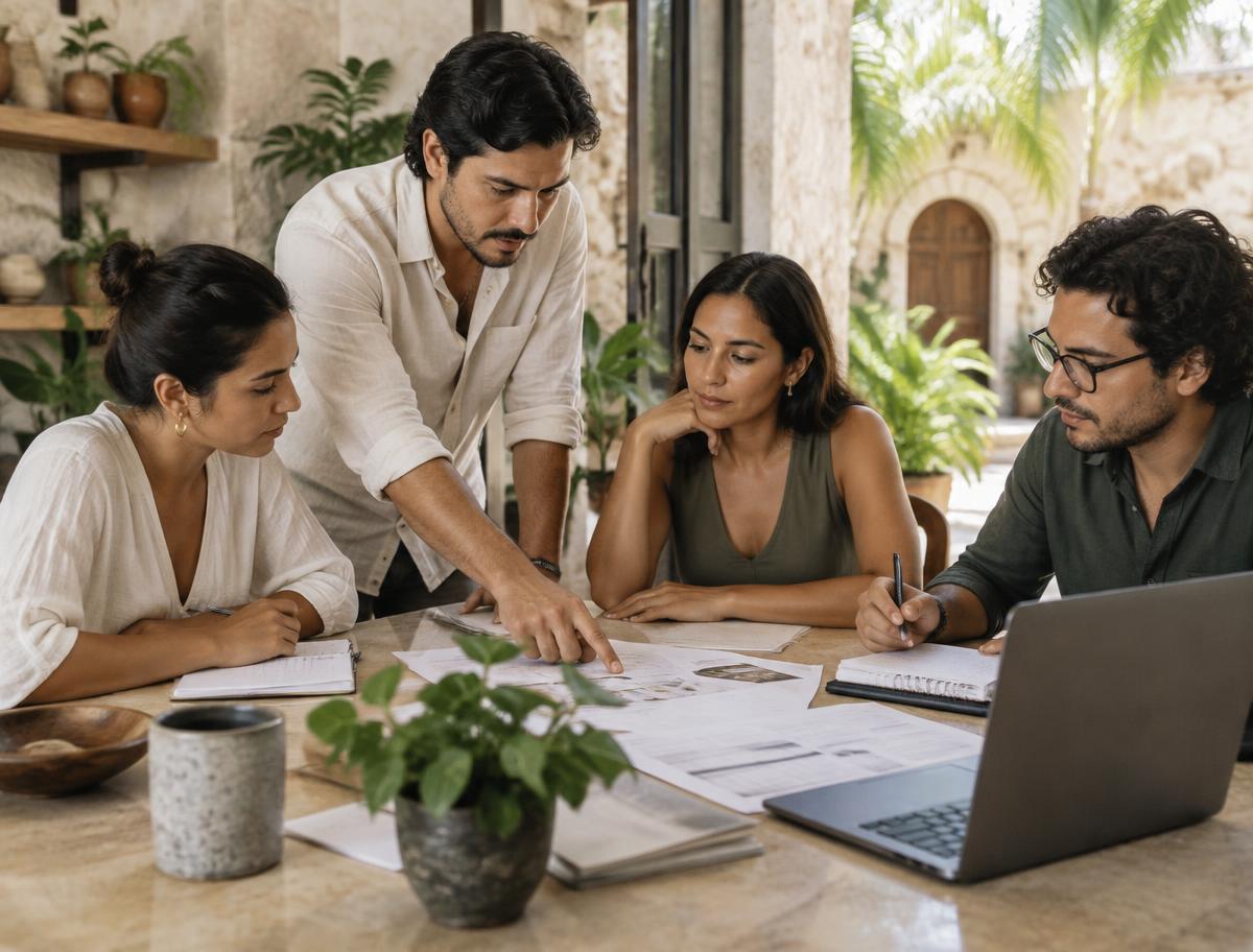 Equipo revisando procesos y documentos de trabajo